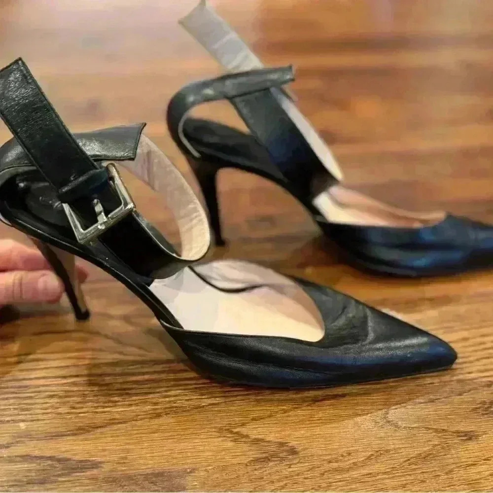 Givenchy Black Leather Stiletto Vintage Classic Spike Mary Jane Heels Size 41 - Picture 9 of 11